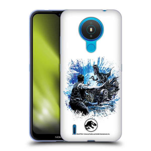 Jurassic World Fallen Kingdom Key Art Blue & Owen Distressed Look Soft Gel Case for Nokia 1.4
