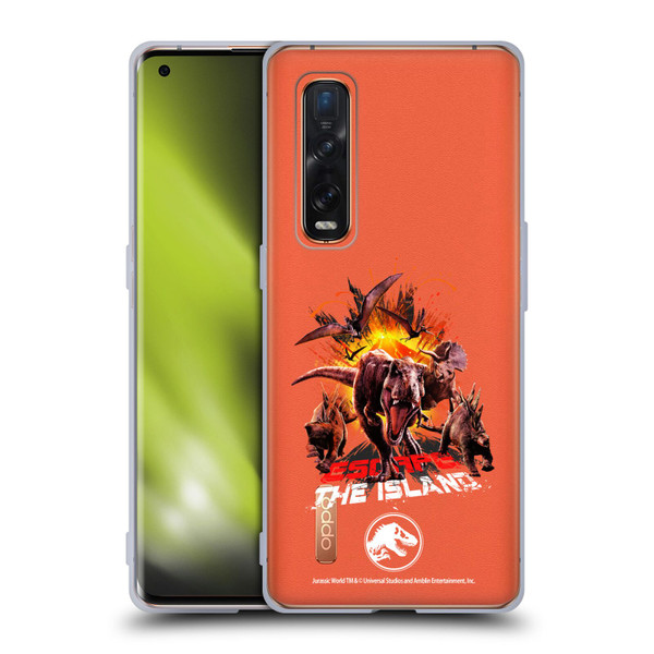 Jurassic World Fallen Kingdom Key Art Dinosaurs Escape Island Soft Gel Case for OPPO Find X2 Pro 5G