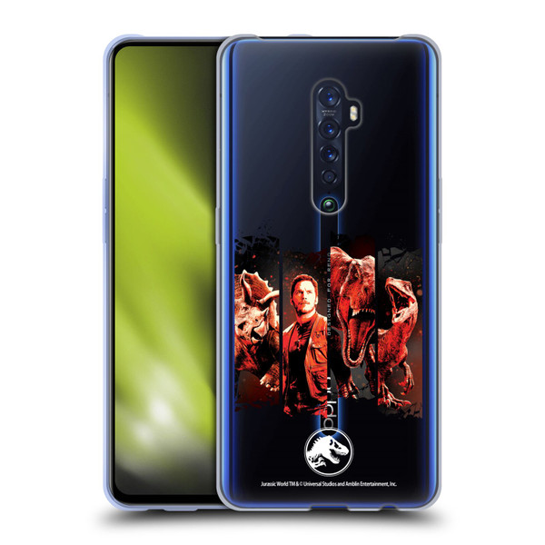 Jurassic World Fallen Kingdom Key Art Character Frame Soft Gel Case for OPPO Reno 2