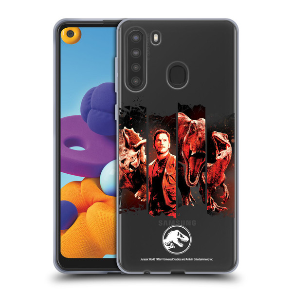 Jurassic World Fallen Kingdom Key Art Character Frame Soft Gel Case for Samsung Galaxy A21 (2020)