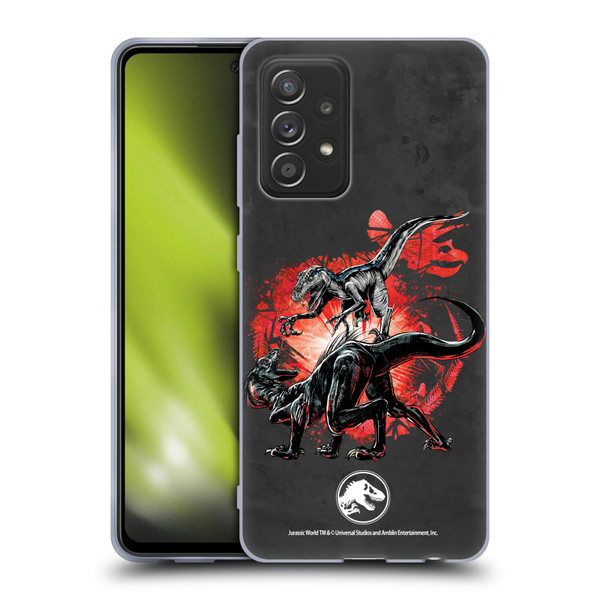 Jurassic World Fallen Kingdom Key Art Raptors Battle Soft Gel Case for Samsung Galaxy A52 / A52s / 5G (2021)