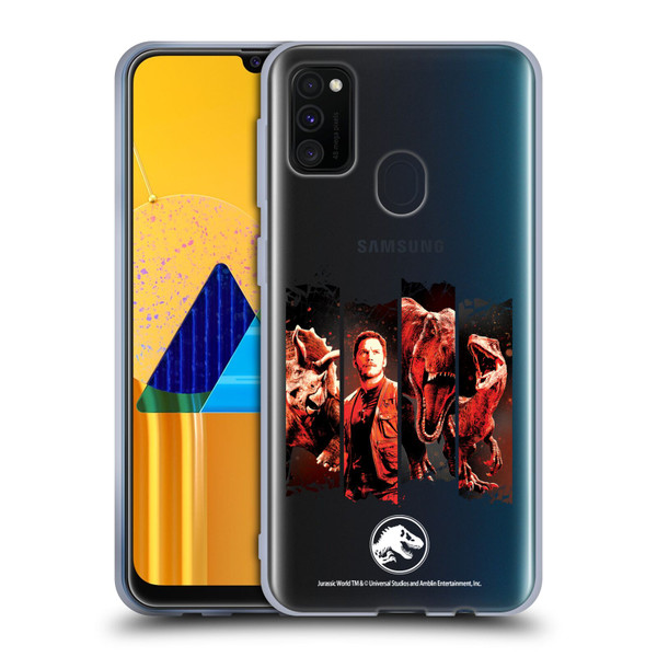 Jurassic World Fallen Kingdom Key Art Character Frame Soft Gel Case for Samsung Galaxy M30s (2019)/M21 (2020)