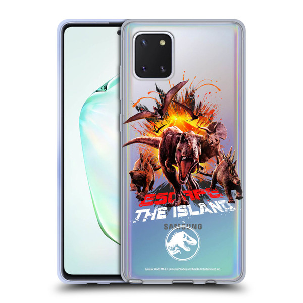 Jurassic World Fallen Kingdom Key Art Dinosaurs Escape Island Soft Gel Case for Samsung Galaxy Note10 Lite