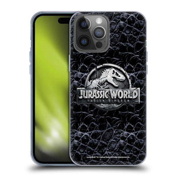 Jurassic World Fallen Kingdom Logo Dinosaur Scale Soft Gel Case for Apple iPhone 14 Pro Max