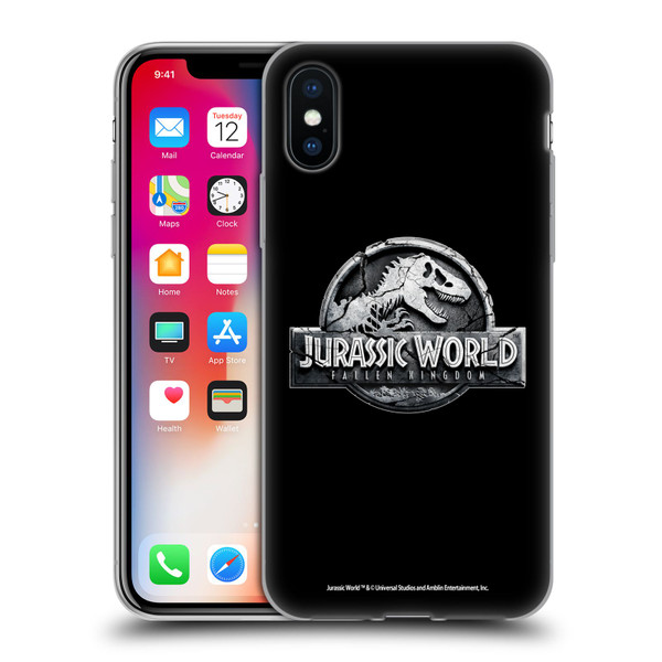 Jurassic World Fallen Kingdom Logo Plain Black Soft Gel Case for Apple iPhone X / iPhone XS