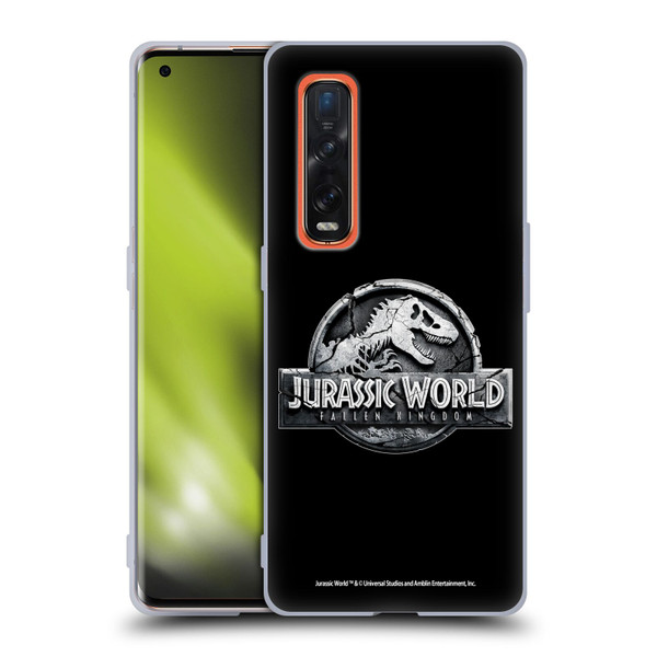 Jurassic World Fallen Kingdom Logo Plain Black Soft Gel Case for OPPO Find X2 Pro 5G
