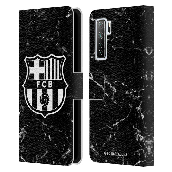 FC Barcelona Crest Patterns Black Marble Leather Book Wallet Case Cover For Huawei Nova 7 SE/P40 Lite 5G