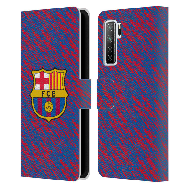 FC Barcelona Crest Patterns Glitch Leather Book Wallet Case Cover For Huawei Nova 7 SE/P40 Lite 5G