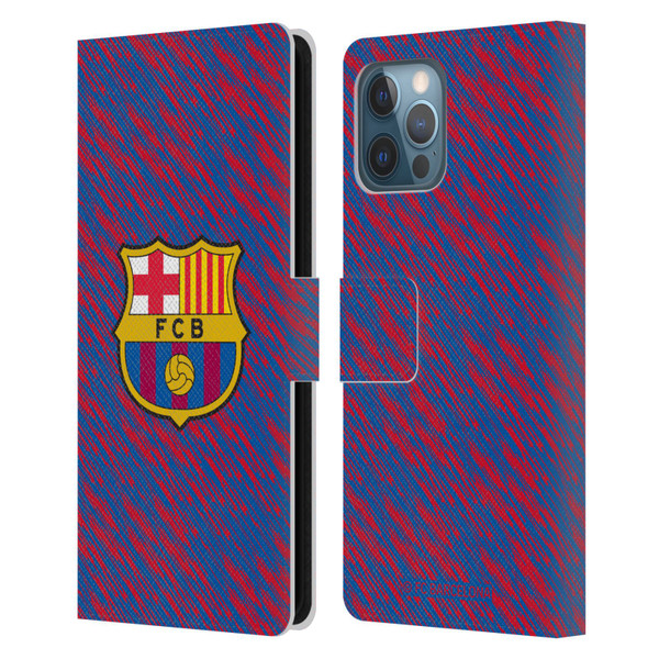FC Barcelona Crest Patterns Glitch Leather Book Wallet Case Cover For Apple iPhone 12 Pro Max