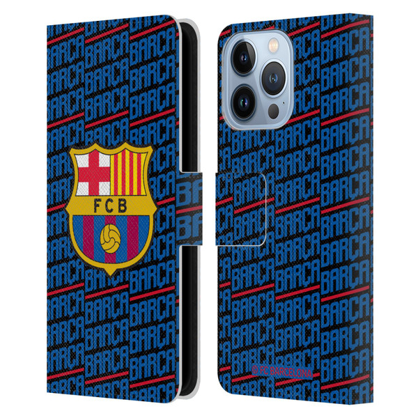 FC Barcelona Crest Patterns Barca Leather Book Wallet Case Cover For Apple iPhone 13 Pro