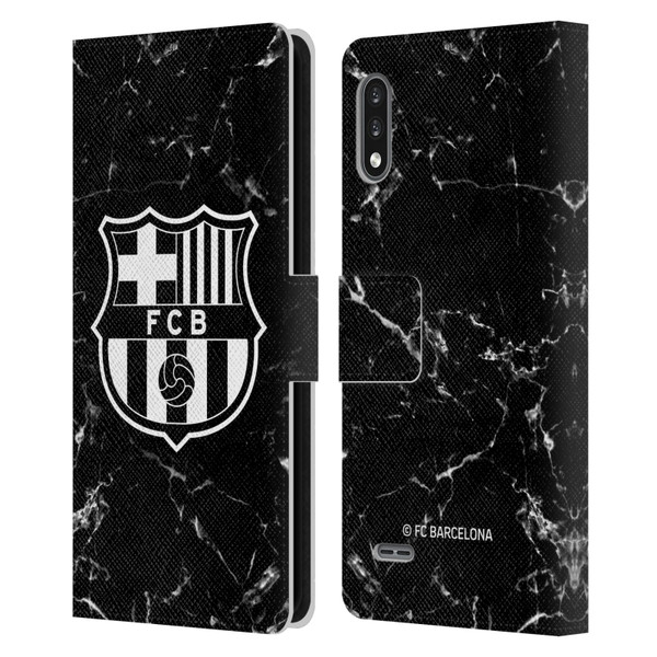 FC Barcelona Crest Patterns Black Marble Leather Book Wallet Case Cover For LG K22