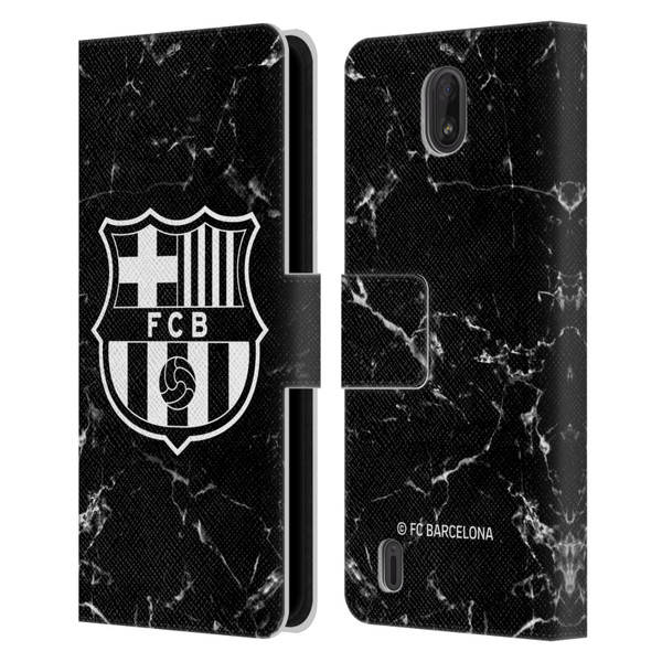 FC Barcelona Crest Patterns Black Marble Leather Book Wallet Case Cover For Nokia C01 Plus/C1 2nd Edition