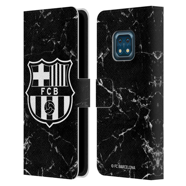 FC Barcelona Crest Patterns Black Marble Leather Book Wallet Case Cover For Nokia XR20
