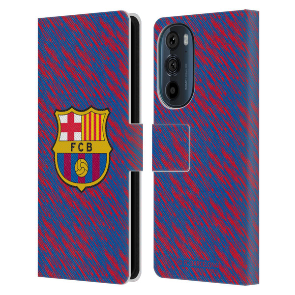 FC Barcelona Crest Patterns Glitch Leather Book Wallet Case Cover For Motorola Edge 30