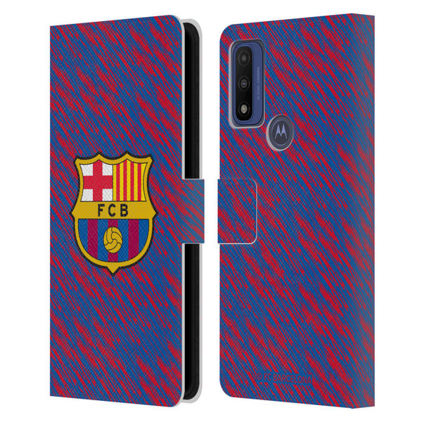 FC Barcelona Crest Patterns Glitch Leather Book Wallet Case Cover For Motorola G Pure