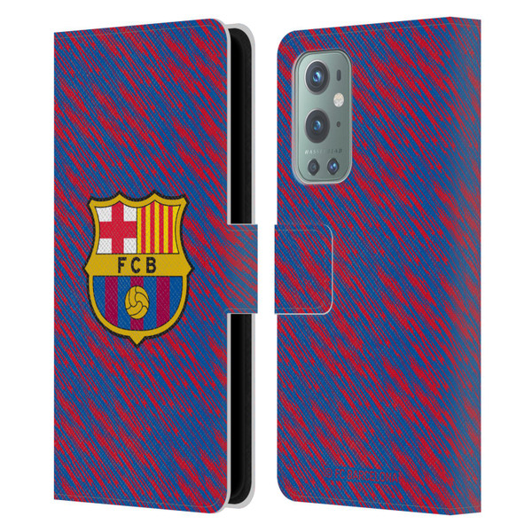 FC Barcelona Crest Patterns Glitch Leather Book Wallet Case Cover For OnePlus 9