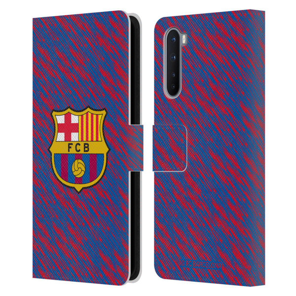 FC Barcelona Crest Patterns Glitch Leather Book Wallet Case Cover For OnePlus Nord 5G