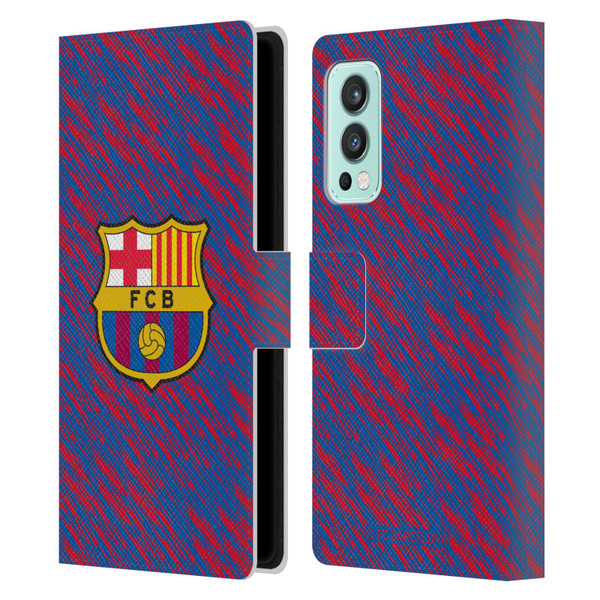FC Barcelona Crest Patterns Glitch Leather Book Wallet Case Cover For OnePlus Nord 2 5G