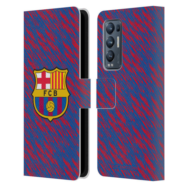 FC Barcelona Crest Patterns Glitch Leather Book Wallet Case Cover For OPPO Find X3 Neo / Reno5 Pro+ 5G