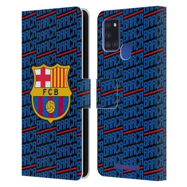FC Barcelona Crest Patterns Barca Leather Book Wallet Case Cover For Samsung Galaxy A21s (2020)