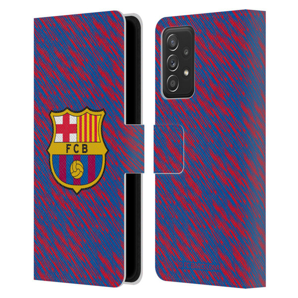 FC Barcelona Crest Patterns Glitch Leather Book Wallet Case Cover For Samsung Galaxy A52 / A52s / 5G (2021)