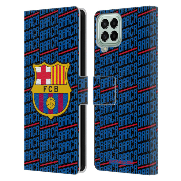 FC Barcelona Crest Patterns Barca Leather Book Wallet Case Cover For Samsung Galaxy M33 (2022)