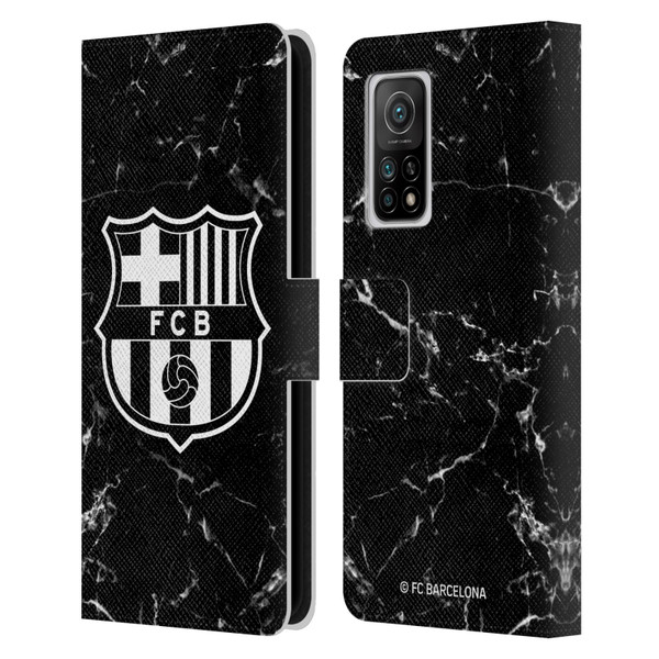 FC Barcelona Crest Patterns Black Marble Leather Book Wallet Case Cover For Xiaomi Mi 10T 5G