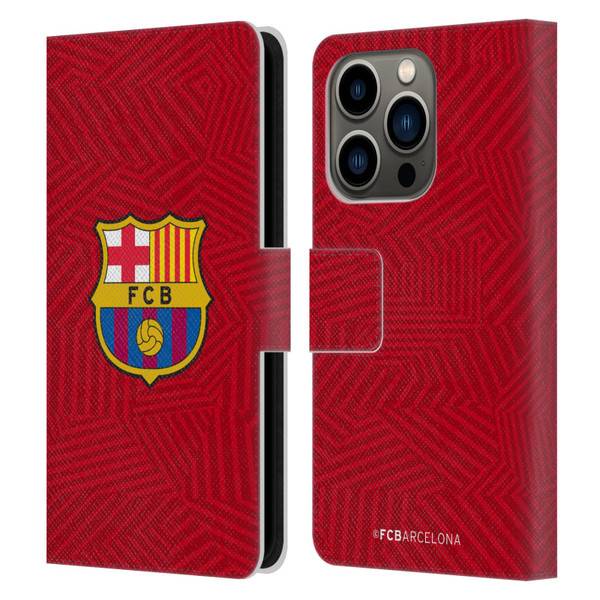 FC Barcelona Crest Red Leather Book Wallet Case Cover For Apple iPhone 14 Pro