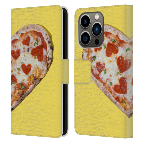 Pepino De Mar Foods Heart Pizza Leather Book Wallet Case Cover For Apple iPhone 14 Pro