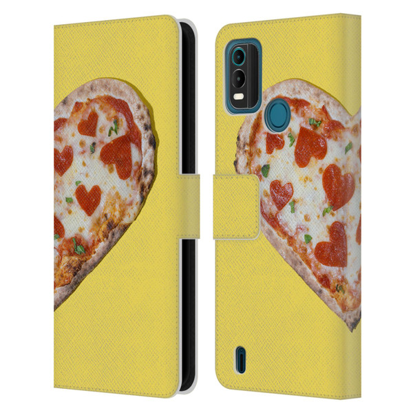 Pepino De Mar Foods Heart Pizza Leather Book Wallet Case Cover For Nokia G11 Plus