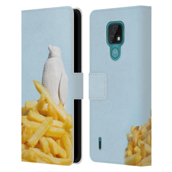 Pepino De Mar Foods Fries Leather Book Wallet Case Cover For Motorola Moto E7