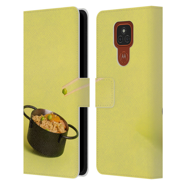Pepino De Mar Foods Fried Rice Leather Book Wallet Case Cover For Motorola Moto E7 Plus