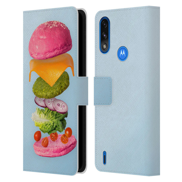 Pepino De Mar Foods Burger 2 Leather Book Wallet Case Cover For Motorola Moto E7 Power / Moto E7i Power