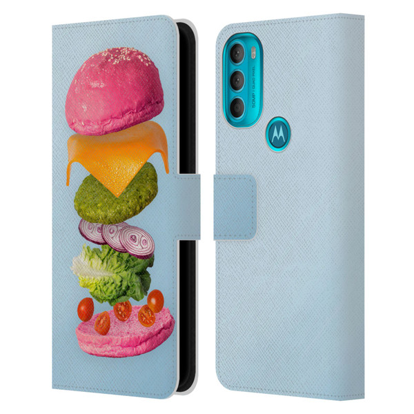 Pepino De Mar Foods Burger 2 Leather Book Wallet Case Cover For Motorola Moto G71 5G