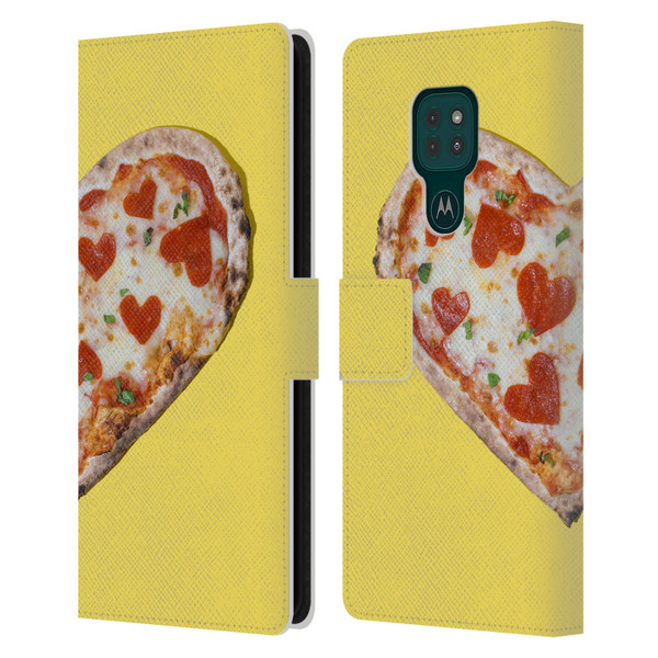 Pepino De Mar Foods Heart Pizza Leather Book Wallet Case Cover For Motorola Moto G9 Play