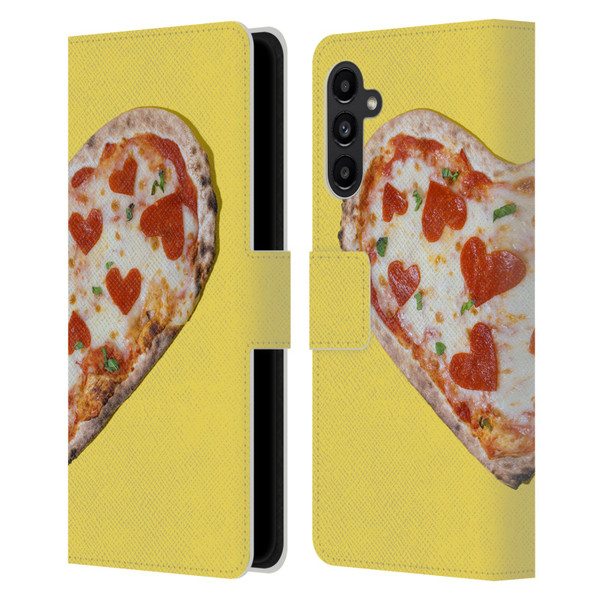 Pepino De Mar Foods Heart Pizza Leather Book Wallet Case Cover For Samsung Galaxy A13 5G (2021)