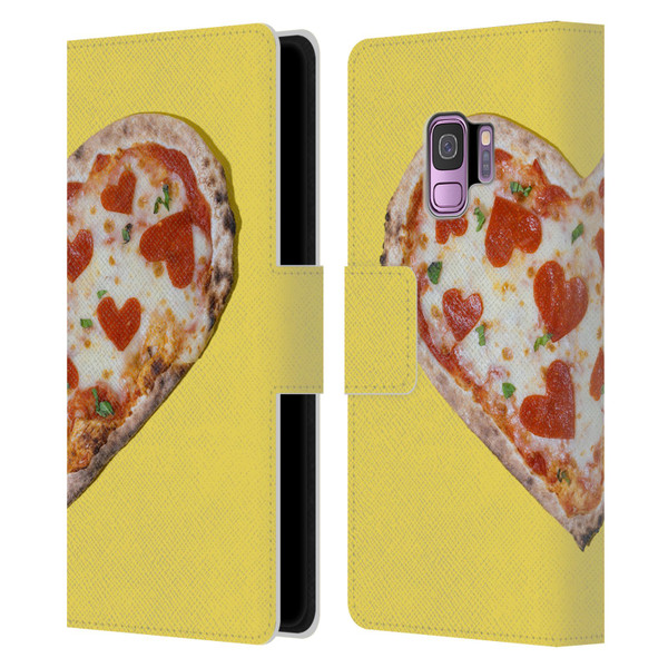 Pepino De Mar Foods Heart Pizza Leather Book Wallet Case Cover For Samsung Galaxy S9