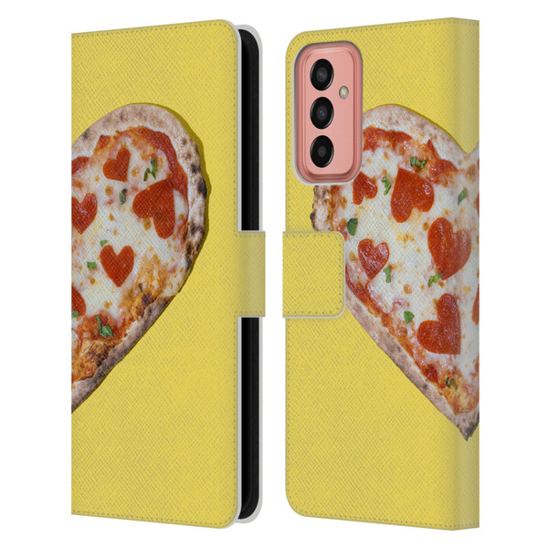 Pepino De Mar Foods Heart Pizza Leather Book Wallet Case Cover For Samsung Galaxy M13 (2022)