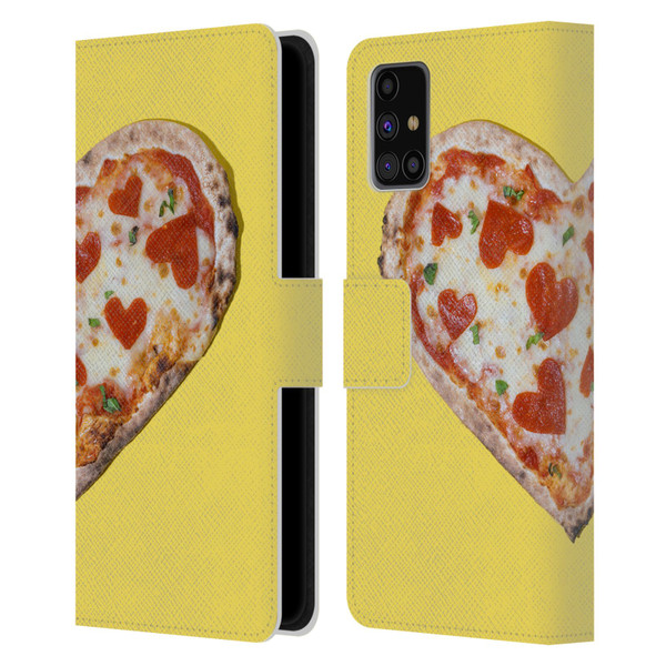 Pepino De Mar Foods Heart Pizza Leather Book Wallet Case Cover For Samsung Galaxy M31s (2020)