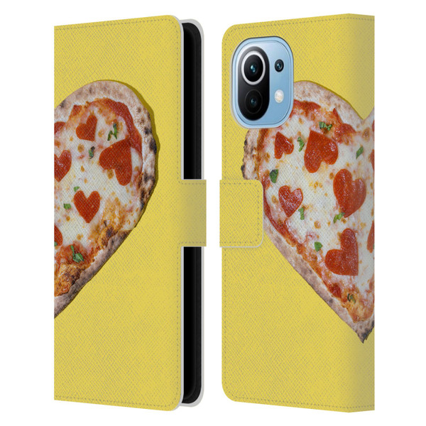 Pepino De Mar Foods Heart Pizza Leather Book Wallet Case Cover For Xiaomi Mi 11