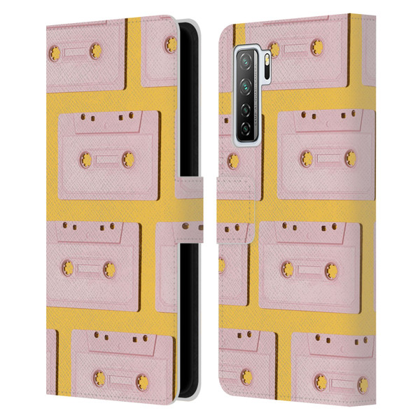 Pepino De Mar Patterns 2 Cassette Tape Leather Book Wallet Case Cover For Huawei Nova 7 SE/P40 Lite 5G