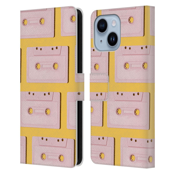 Pepino De Mar Patterns 2 Cassette Tape Leather Book Wallet Case Cover For Apple iPhone 14 Plus