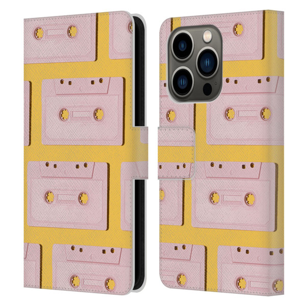 Pepino De Mar Patterns 2 Cassette Tape Leather Book Wallet Case Cover For Apple iPhone 14 Pro