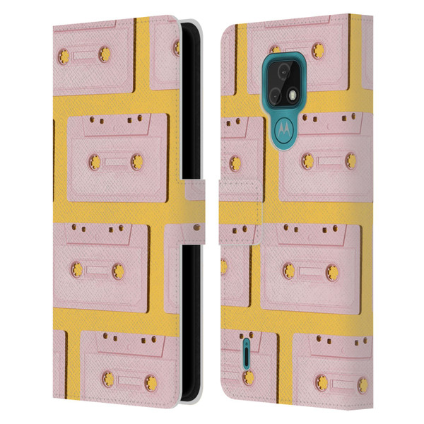 Pepino De Mar Patterns 2 Cassette Tape Leather Book Wallet Case Cover For Motorola Moto E7