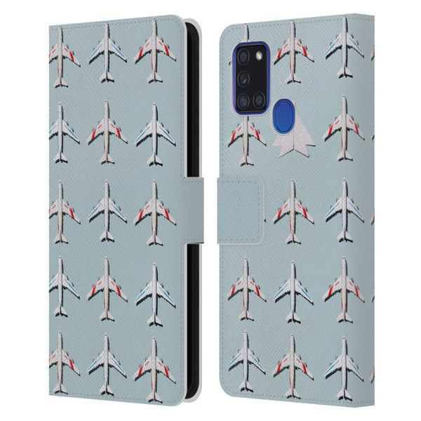 Pepino De Mar Patterns 2 Airplane Leather Book Wallet Case Cover For Samsung Galaxy A21s (2020)