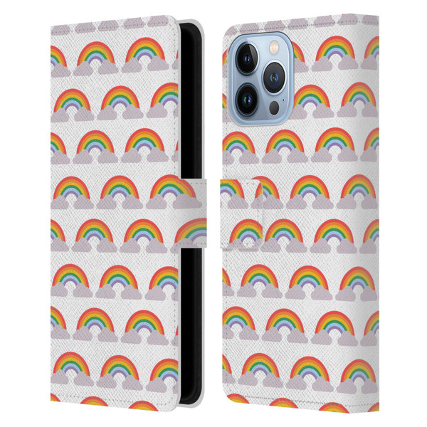 Pepino De Mar Rainbow Pattern Leather Book Wallet Case Cover For Apple iPhone 13 Pro Max