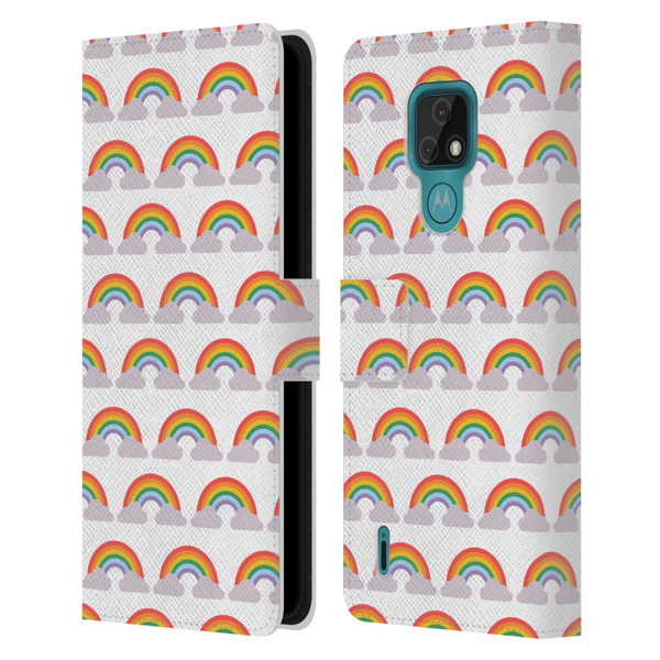 Pepino De Mar Rainbow Pattern Leather Book Wallet Case Cover For Motorola Moto E7