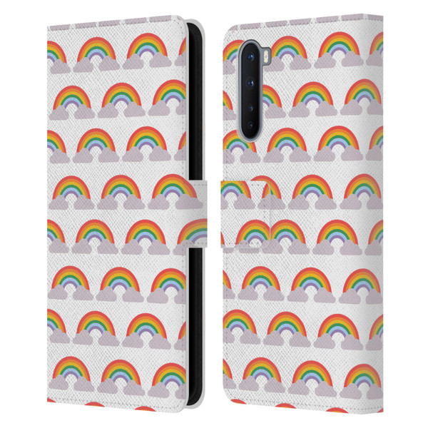 Pepino De Mar Rainbow Pattern Leather Book Wallet Case Cover For OnePlus Nord 5G