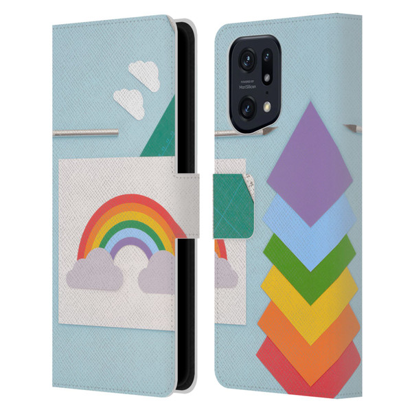 Pepino De Mar Rainbow Art Leather Book Wallet Case Cover For OPPO Find X5 Pro