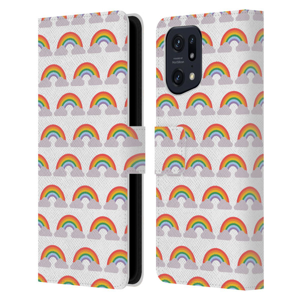 Pepino De Mar Rainbow Pattern Leather Book Wallet Case Cover For OPPO Find X5